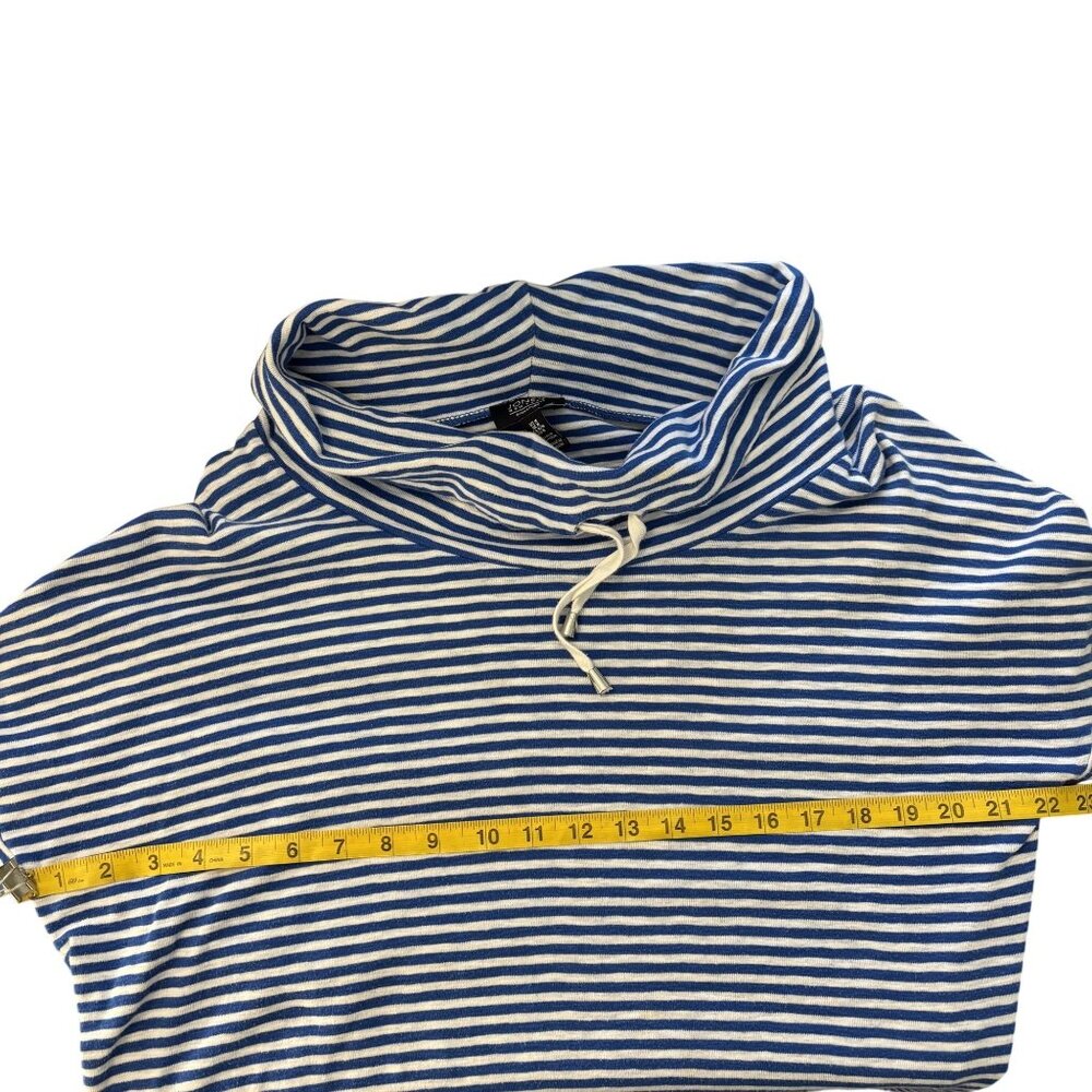 Jones New York Blue & White Striped Cowl Neck Long Sleeve Top M - Picture 7 of 8